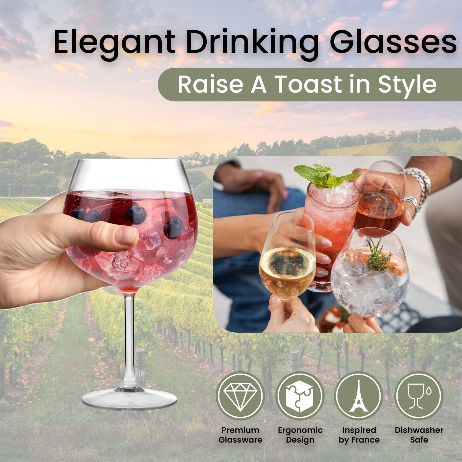 Set of 2 Premium 650ml Gin Cocktail Glasses - Perfect for Gin & Tonic - Image 3